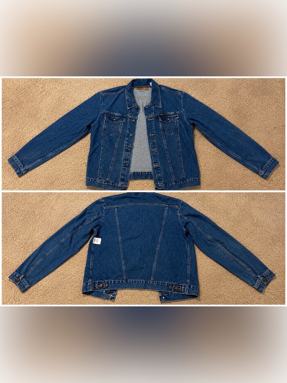 Wrangler Men’s Classic Blue Denim Jean Jacket Western Trucker with tag